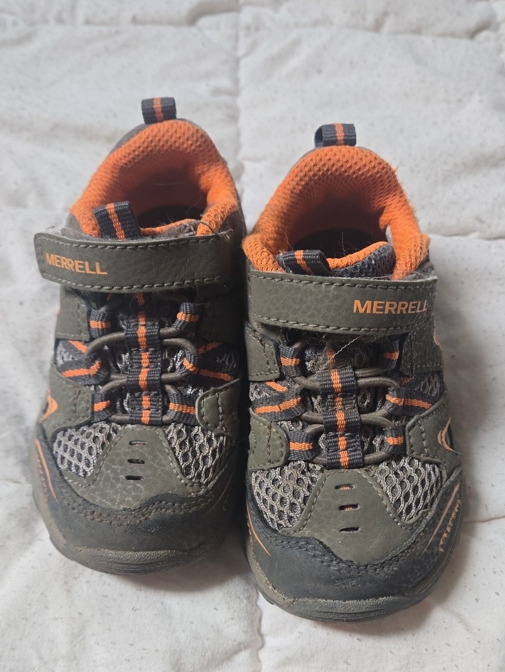 Merrell Kids Olive Green and Orange Trail Sneakers